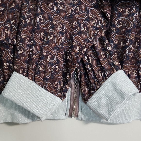 New Collection Brown/Burgundy/Navy Paisley Lightweight Bomber Jacket, OS ~ EUC - Picture 7 of 10